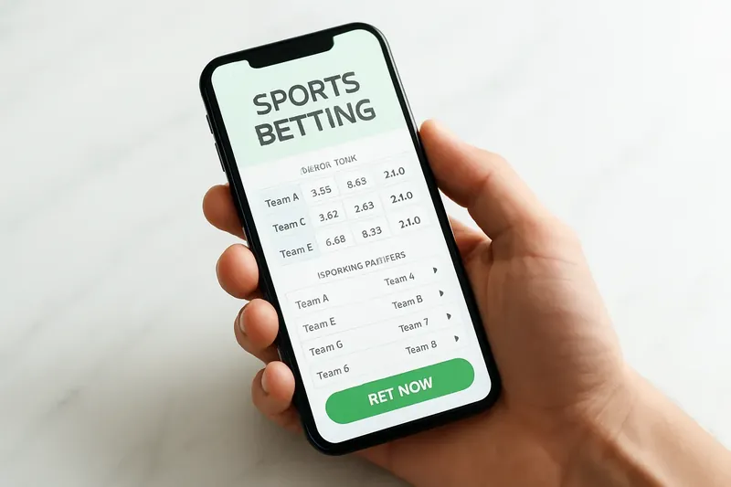 Hand holding smartphone showing sports betting odds on white marble